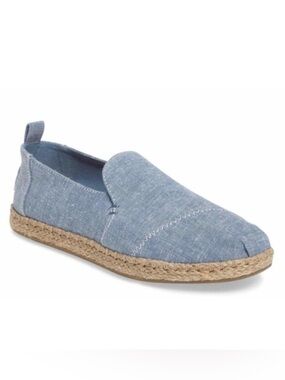 Toms Blue Chambray Denim Espadrille Alpargatas 10